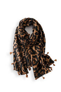 Leopard Print Scarf - Brown & Black