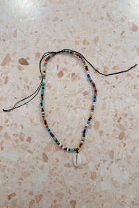 Single Cowrie Stone Bead Choker - Multi Coloured