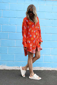 Womenswear: Classic Oversized Boyfriend Shirt - Tequila Sunrise