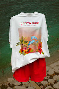 Womenswear: Costa Rica On Holidays Short Set - White/Red