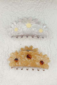 Daisy Claw Clip - White