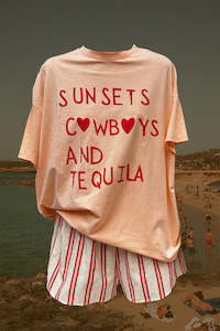 Sunsets Cowboys & Tequila Short Set - Peach