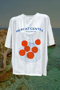 Love Mercat Central Valencia Tee - White/Blue/Orange