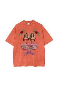 Oversized Mermaid Tee - Orange Acid Wash