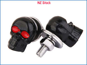 2pcs Black Skull Motorcycle License Number Plate Bracket Bolts