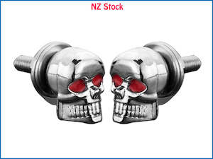 Macadamia nut growing: 2 x Chrome Skull Motorcycle License Number Plate Bracket Bolts