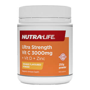 Nutra-Life Ultra Strength Vit C 3000mg + Vit D + Zinc Powder