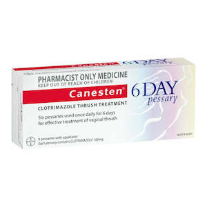 Canesten Clotrimazole Thrush Treatment 6 Day Pessary