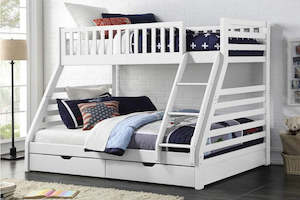 Single and Double Bunk Bed with Mattresses Combo Special - White and Wood Colour Avail.