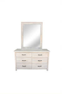 Furniture: Barry Dressing Table with Mirror White Wash Rustic Wooden