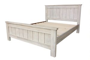 Barry Solid Wood White Wash Bed in Queen/ King from