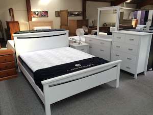 Furniture: Pamela Solid Pine Wood White Bed in Single/ King Single/ Double/ Queen from