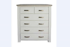 Furniture: Ashlee White Wash Solid Wooden Tallboy