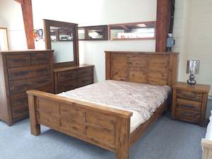 Woodlock 4PCS  Bedroom Suite Solid Pine Wood Rough Sawn and Rustic Queen/ King/ …