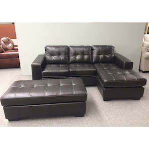 Jordan Bonded Leather Corner Lounge Suite with Ottoman Sofa Bed Optional