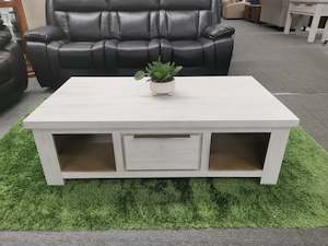 Furniture: Amanda Rustic White Wash Coffee Table