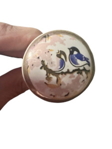 Artist supply: LAST ONE:Porcelain Knobs-2 Birds on Apple blossom branch