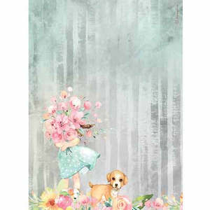 Rice paper - Colored Bouquet & Dog-Huge discount!