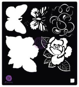 Artist supply: Prima Stencil-Flowers & Butterfly