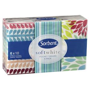 Sorbent Facial Tissue Pocket Wht 6s