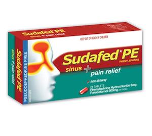 Chemist shop - pharmacy: SUDAFED PE Sinus and Pain Tabs 20s