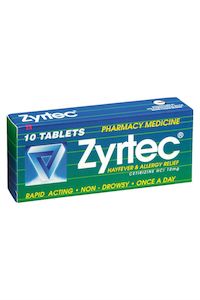 Chemist shop - pharmacy: ZYRTEC Allergy & Hayfever Rel. 10s