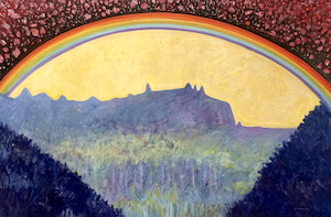 Rainbow over Mount Mania – painting