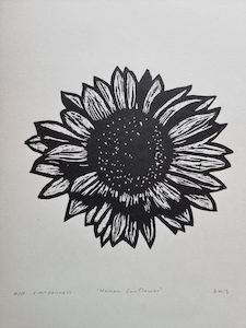 Sunflower – woodblock print