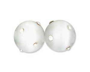 Cats Eye - Round with Rhinestones - 14mm - 1 piece