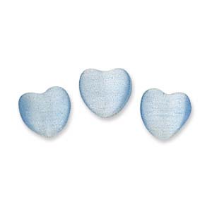 Cats Eye - Hearts (Puffed) - 6mm - 40cm Strand - Light Blue