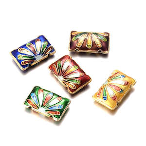 Internet only: Cloisonne - Rectangle - 19mm x 12.5mm - 5 pieces - Mixed Colour