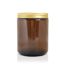 Amber Pharmacist Glass Jar with Gold Lid 200ml