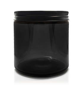 Smoke Grey Pharmacist Glass Jar with Matte Black Lid 400ml