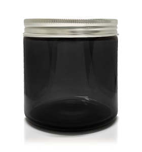 Smoke Grey Pharmacist Glass Jar with Silver Lid 400ml