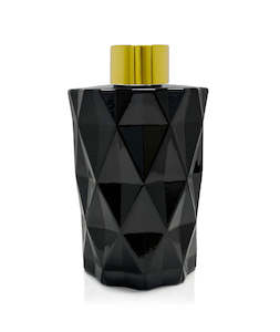 200ml Diamond Cut Black Diffuser Bottle - Gold Collar