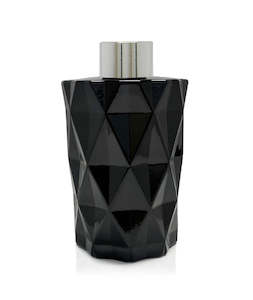 200ml Diamond Cut Black Diffuser Bottle - Silver Collar