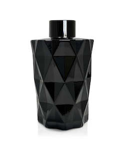 200ml Diamond Cut Black Diffuser Bottle - Black Collar