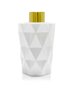 200ml Diamond Cut White Diffuser Bottle - Gold Collar