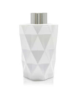 200ml Diamond Cut White Diffuser Bottle - Silver Collar