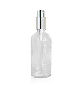 100ml Glass Bottle with Sprayer and Silver Lid