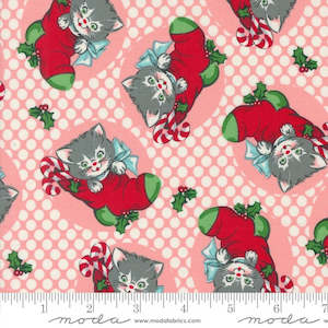 Craft material and supply: Urban Chiks Kitty Christmas for Moda - Kitties in Christmas Stockings in Cheeky Colourway