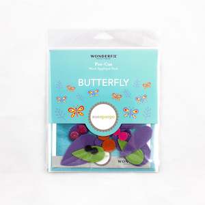 Sue Sprago Pre-cut Wool Kits - Purple Butterfly on Blue