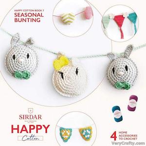 DMC Happy Cotton Pattern Booklet 4 - Amigurumi Seasonal Bunting with Hearts, Pen…