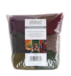 Corriedale Sliver Fibre - Seven Tuscany Colours