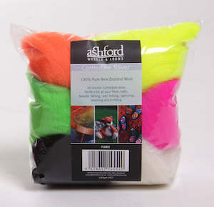 Corriedale Sliver Fibre - Seven Florescent Colours