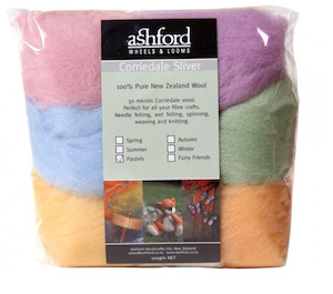 Corriedale Sliver Fibre - Seven Pastel Colours