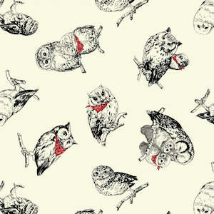 Craft material and supply: Koro - Lovely print with Owls on a Natural background