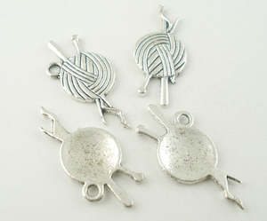 Enamel Charms - Antique Silver Yarn Ball