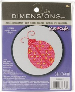 Craft material and supply: Dimensions Learn A Craft Stamped Cross-Stitch Kit - Lady Bug (includes hoop!)