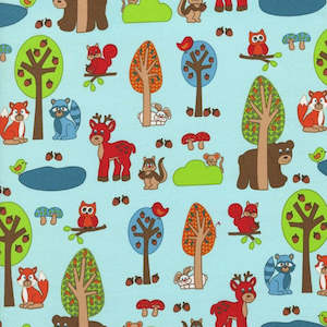 Woodland Park - Medium animals on light turquoise